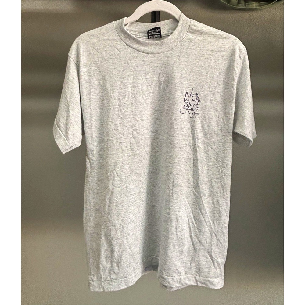 Vintage 90s Fruit of the Loom Best Jesus T Shirt Mens M Gray Single Stitch Bible